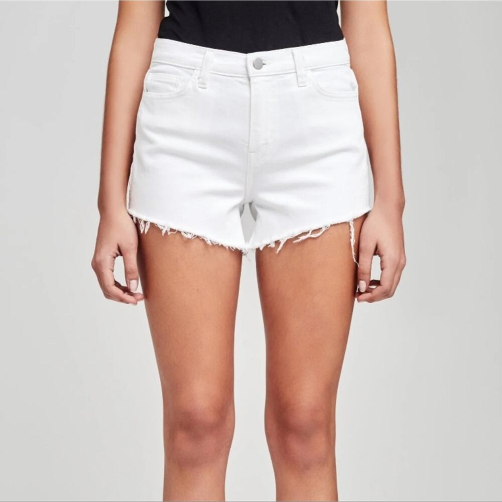 NWT L'AGENCE Ryland White High Rise Frayed Hem Denim Shorts Women's 2 - Picture 8 of 13